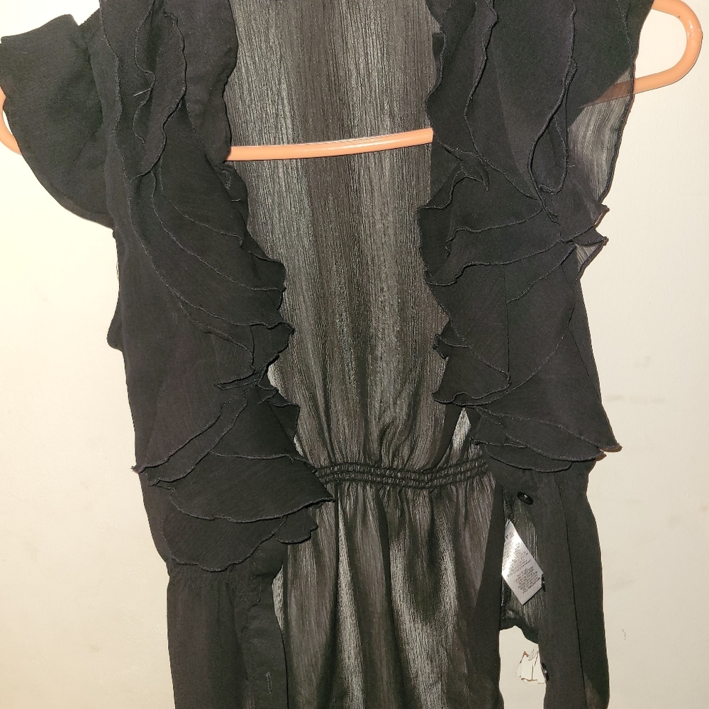 Black frilly blouse